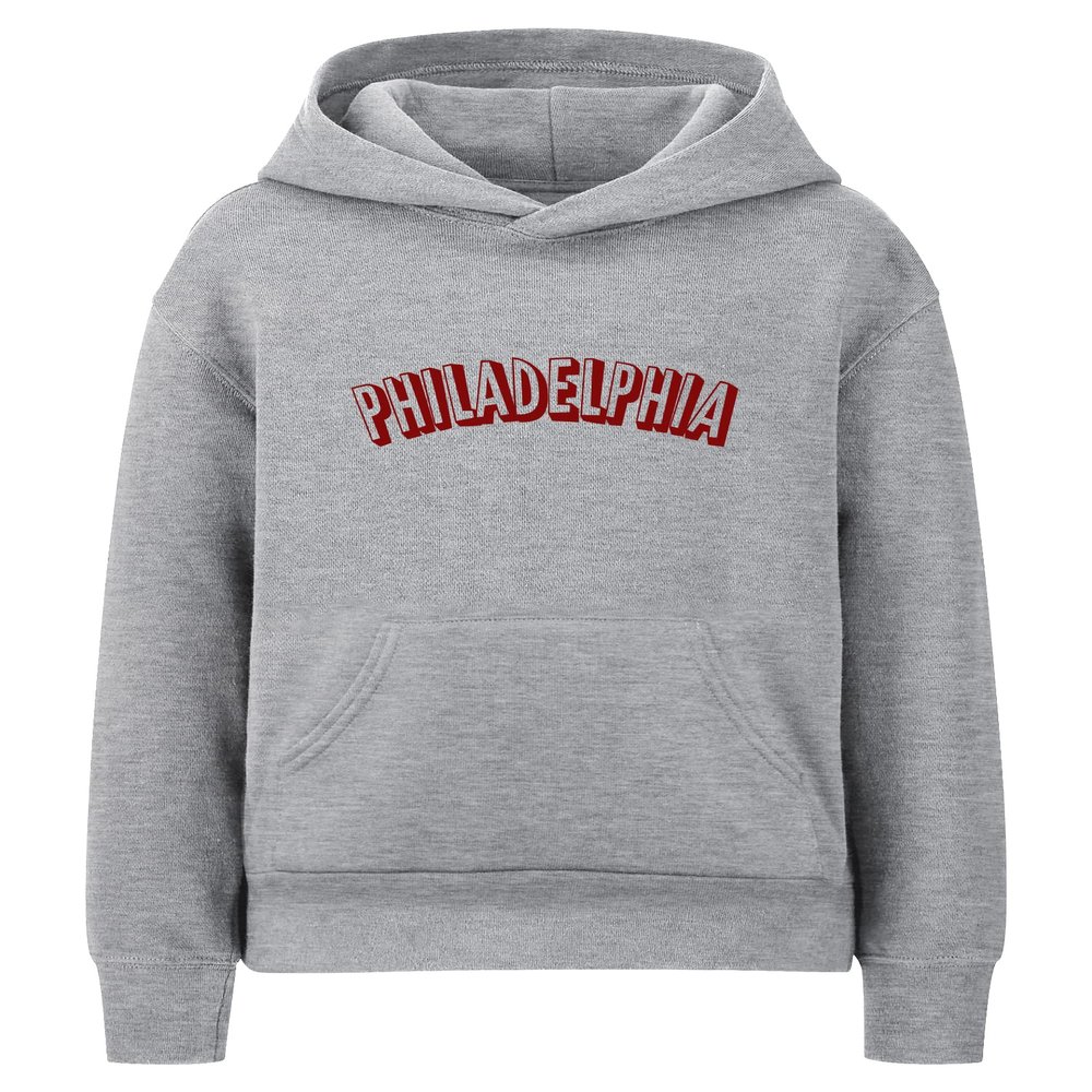 Daxton Youth Unisex Pullover Cities State Hoodie Mid-Weight Fleece Sweater - Philadelphia Heather Gray Burgundy, M