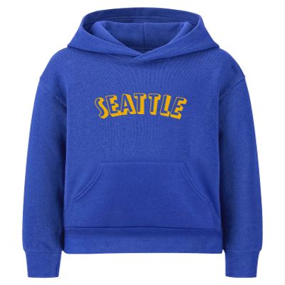 Daxton Youth Unisex Pullover Cities State Hoodie Mid-Weight Fleece Sweater - Seattle Royal Gold, XS