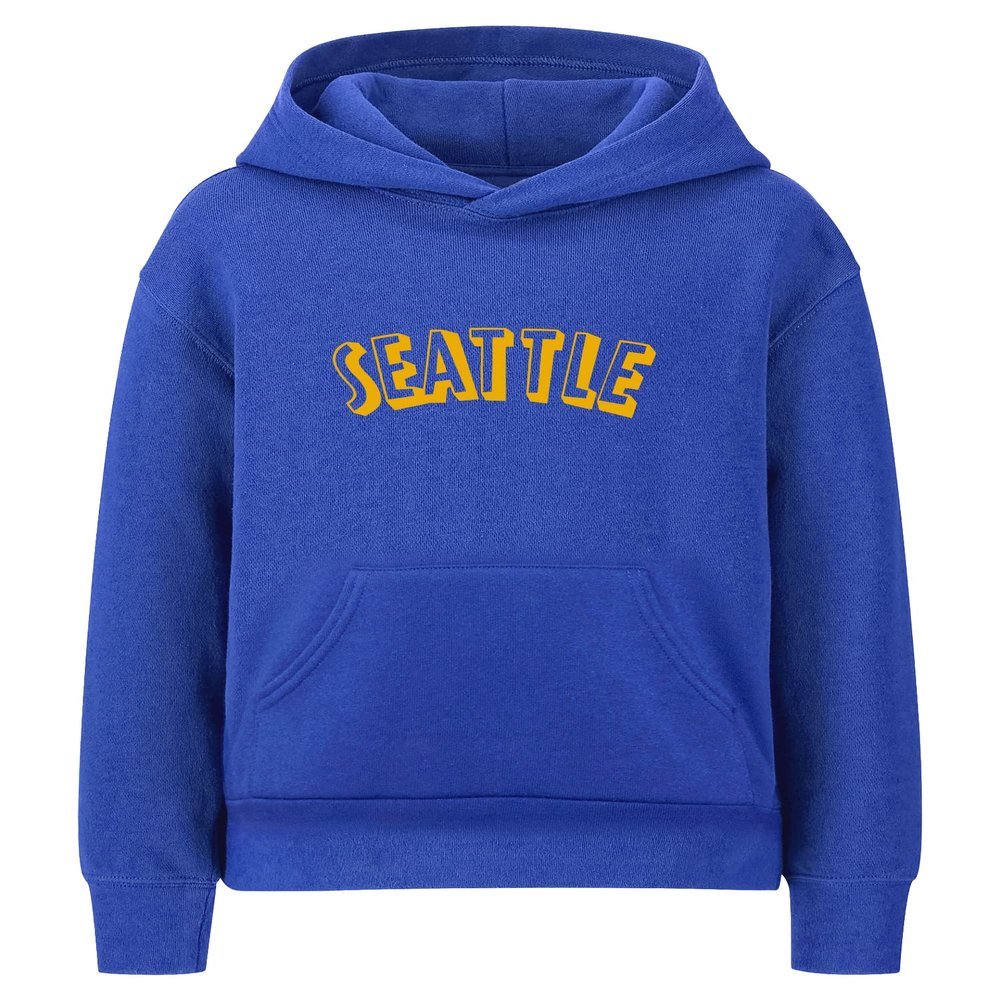 Daxton Youth Unisex Pullover Cities State Hoodie Mid-Weight Fleece Sweater - Seattle Royal Gold, XS