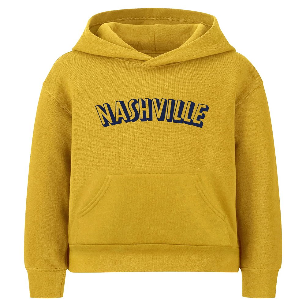 Daxton Youth Unisex Pullover Cities State Hoodie Mid-Weight Fleece Sweater - Nashville Gold Navy, L