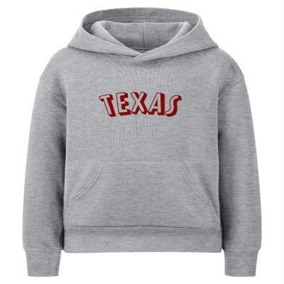 Daxton Youth Unisex Pullover Cities State Hoodie Mid-Weight Fleece Sweater - Texas Heather Gray Burgundy, S