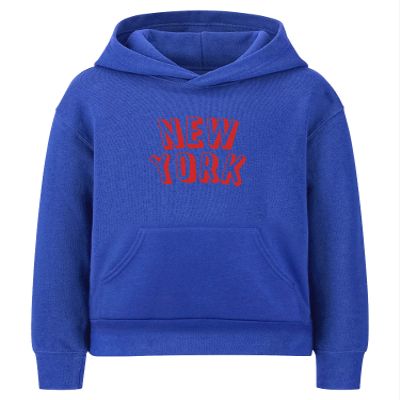 Daxton Youth Unisex Pullover Cities State Hoodie Mid-Weight Fleece Sweater - New York Royal Red, XS