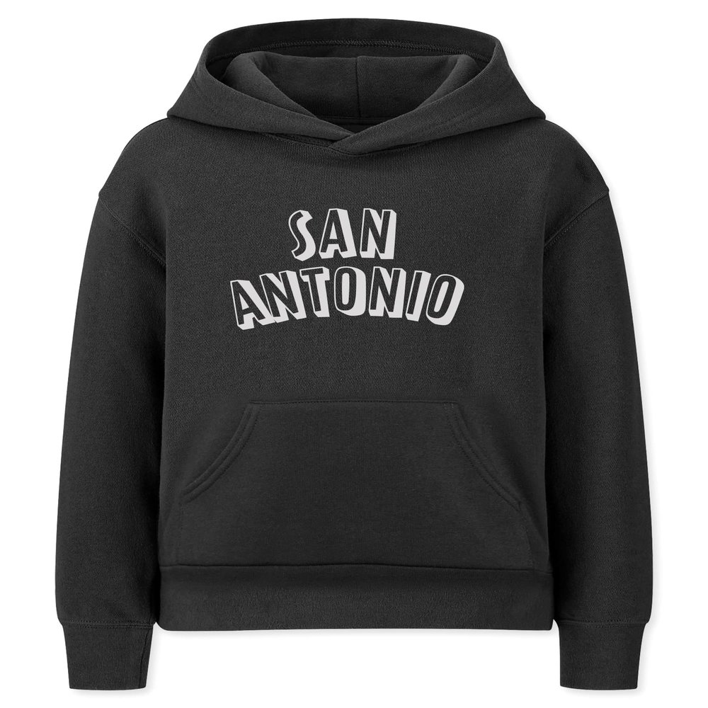 Daxton Youth Unisex Pullover Cities State Hoodie Mid-Weight Fleece Sweater - San Antonio Black White, XS