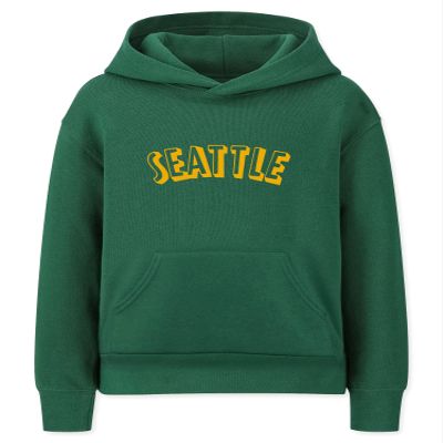 Daxton Youth Unisex Pullover Cities State Hoodie Mid-Weight Fleece Sweater - Seattle Hunter Gold, L