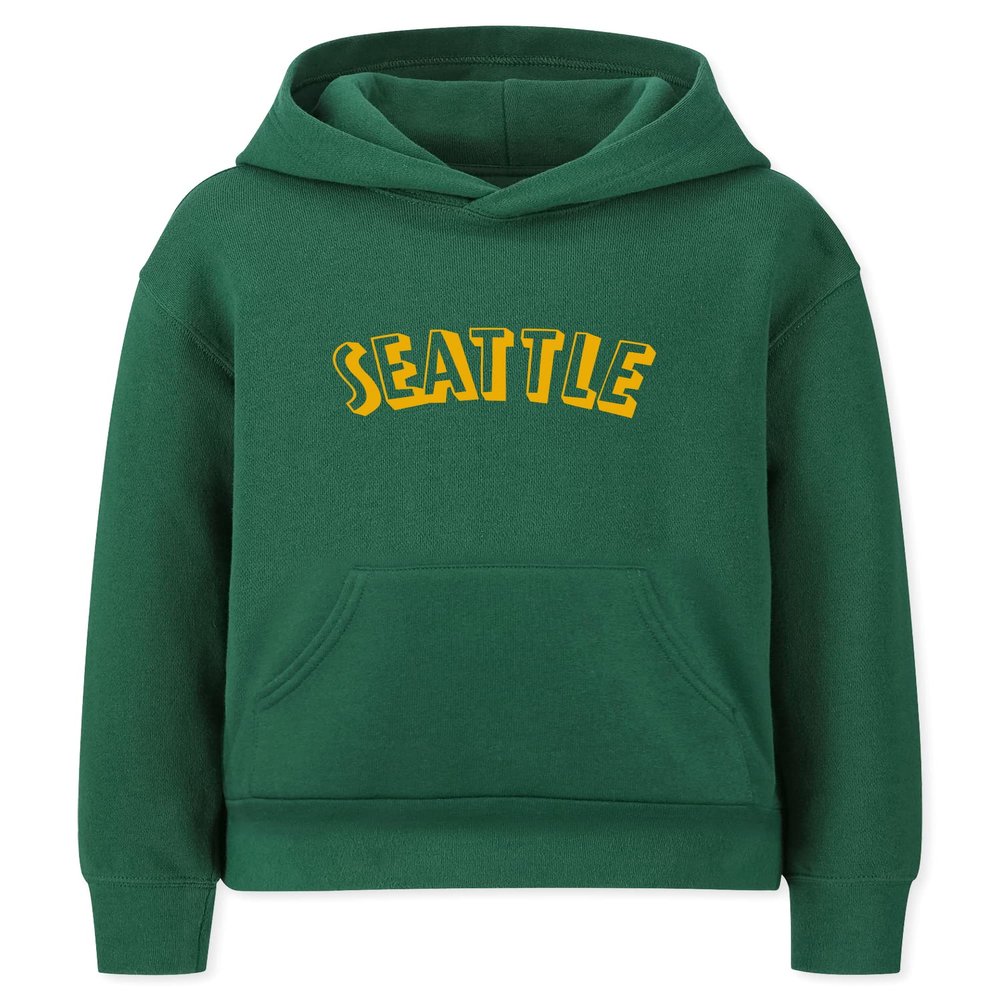 Daxton Youth Unisex Pullover Cities State Hoodie Mid-Weight Fleece Sweater - Seattle Hunter Gold, L