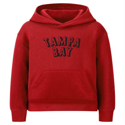 Daxton Youth Unisex Pullover Cities State Hoodie Mid-Weight Fleece Sweater - Tampa Bay Red Black, M