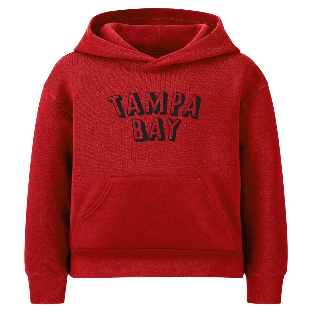 Daxton Youth Unisex Pullover Cities State Hoodie Mid-Weight Fleece Sweater - Tampa Bay Red Black, M