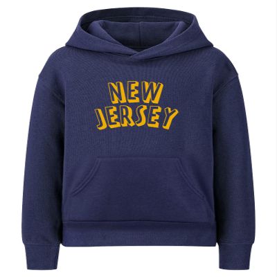 Daxton Youth Unisex Pullover Cities State Hoodie Mid-Weight Fleece Sweater - New Jersey Navy Gold, XS