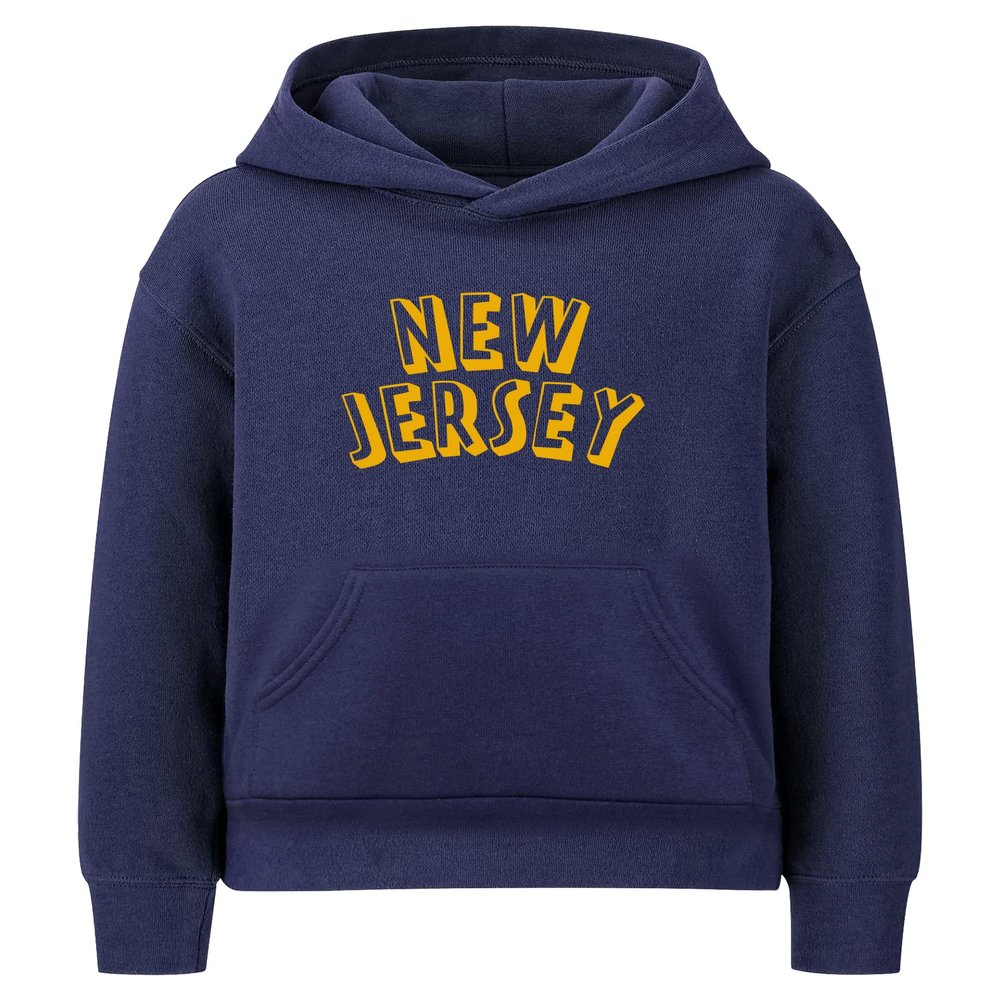 Daxton Youth Unisex Pullover Cities State Hoodie Mid-Weight Fleece Sweater - New Jersey Navy Gold, XS