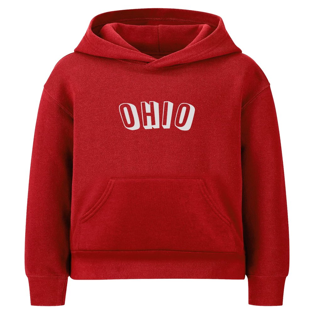 Daxton Youth Unisex Pullover Cities State Hoodie Mid-Weight Fleece Sweater - Ohio Red White, L