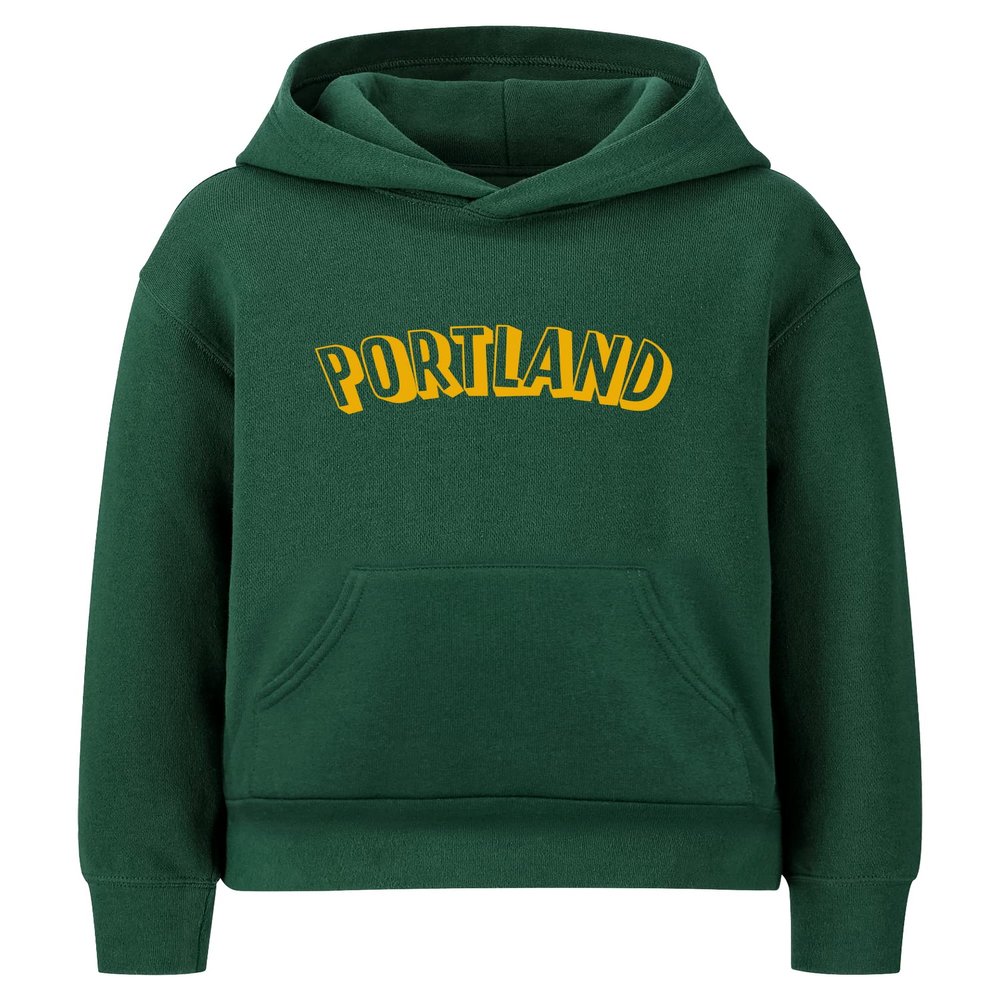 Daxton Youth Unisex Pullover Cities State Hoodie Mid-Weight Fleece Sweater - Portland Hunter Gold, S
