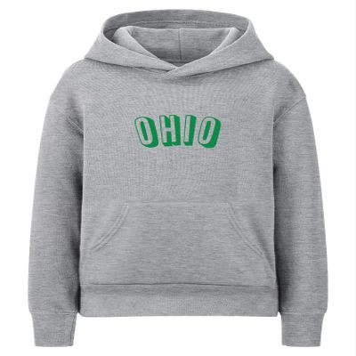 Daxton Youth Unisex Pullover Cities State Hoodie Mid-Weight Fleece Sweater - Ohio Heather Gray Green, L