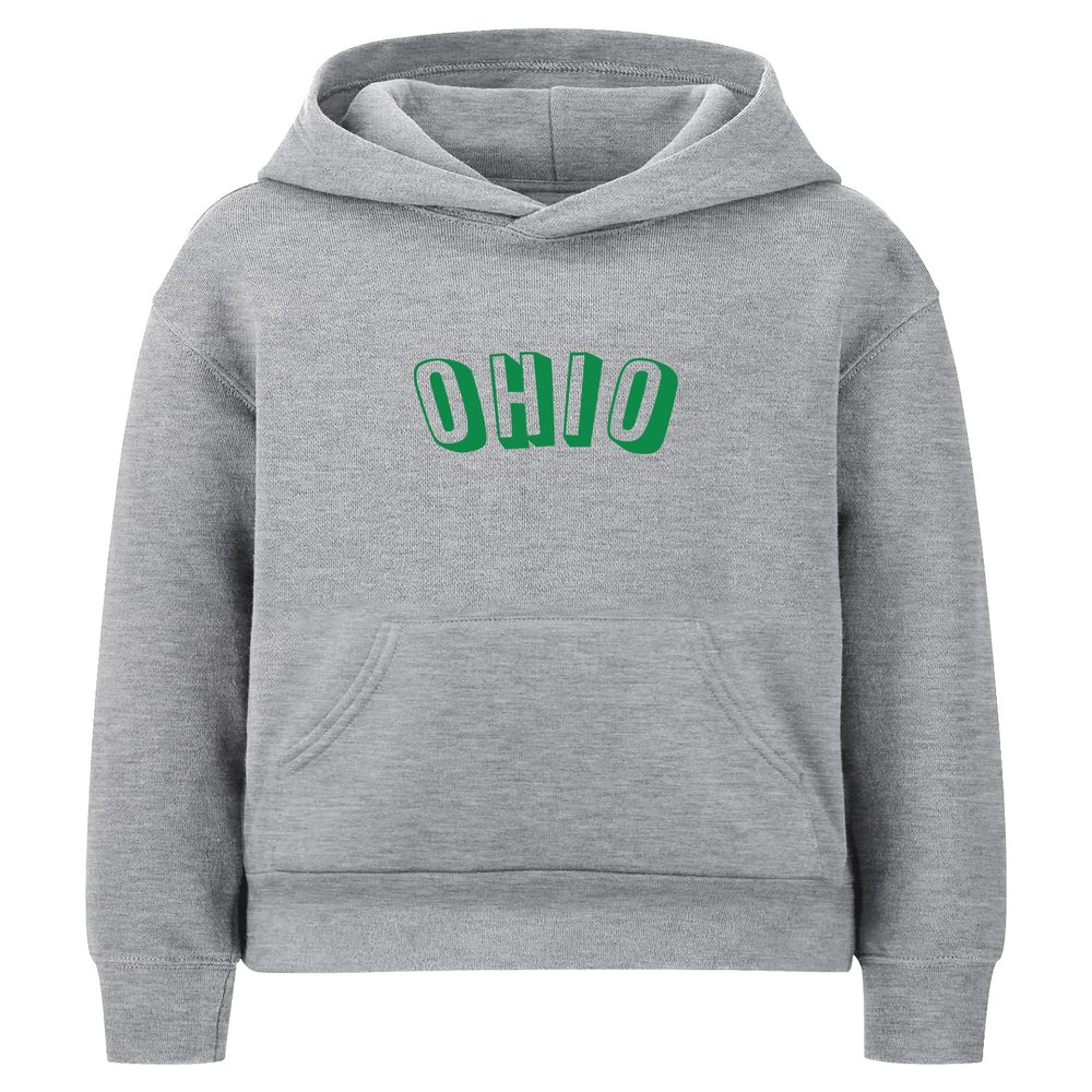 Daxton Youth Unisex Pullover Cities State Hoodie Mid-Weight Fleece Sweater - Ohio Heather Gray Green, L