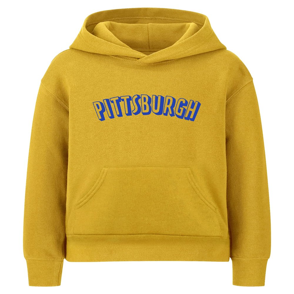 Daxton Youth Unisex Pullover Cities State Hoodie Mid-Weight Fleece Sweater - Pittsburgh Gold Royal, XS