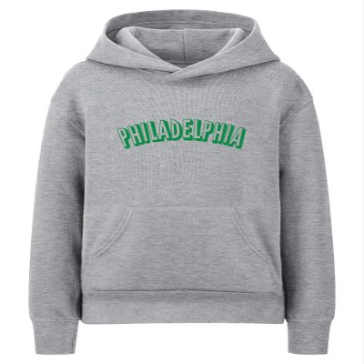 Daxton Youth Unisex Pullover Cities State Hoodie Mid-Weight Fleece Sweater - Philadelphia Heather Gray Green, S
