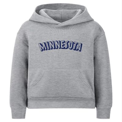 Daxton Youth Unisex Pullover Cities State Hoodie Mid-Weight Fleece Sweater - Minnesota Heather Gray Navy,