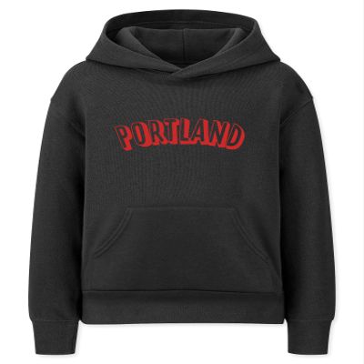 Daxton Youth Unisex Pullover Cities State Hoodie Mid-Weight Fleece Sweater - Portland Black Red, XL