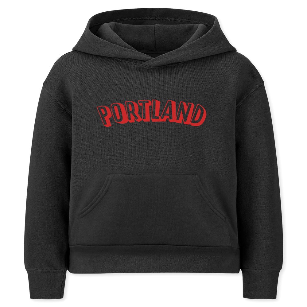 Daxton Youth Unisex Pullover Cities State Hoodie Mid-Weight Fleece Sweater - Portland Black Red, XL