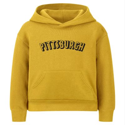 Daxton Youth Unisex Pullover Cities State Hoodie Mid-Weight Fleece Sweater - Pittsburgh Gold Black, L