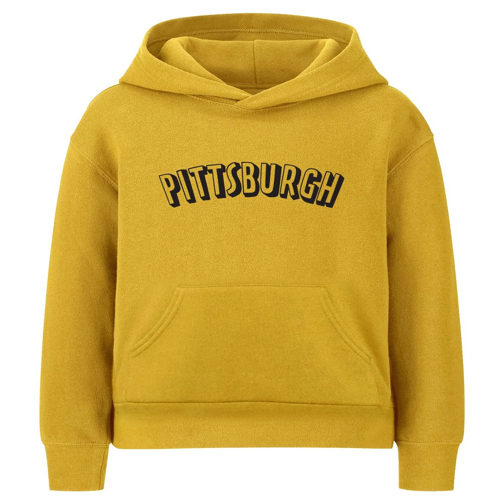 Daxton Youth Unisex Pullover Cities State Hoodie Mid-Weight Fleece Sweater - Pittsburgh Gold Black, L