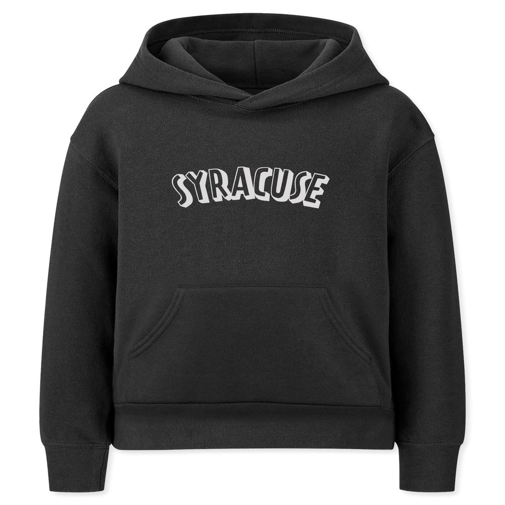 Daxton Youth Unisex Pullover Cities State Hoodie Mid-Weight Fleece Sweater - Syracuse Black White, M