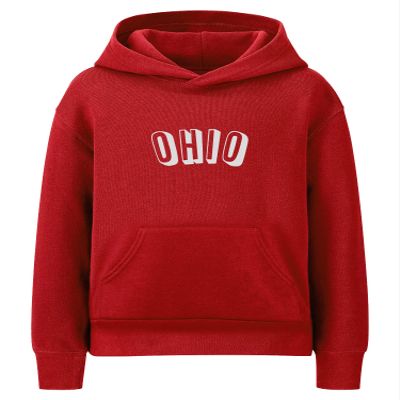 Daxton Youth Unisex Pullover Cities State Hoodie Mid-Weight Fleece Sweater - Ohio Red White, M
