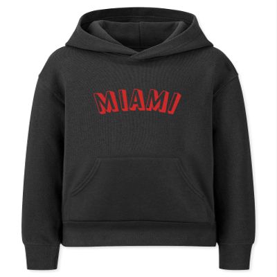 Daxton Youth Unisex Pullover Cities State Hoodie Mid-Weight Fleece Sweater - Miami Black Red, XS