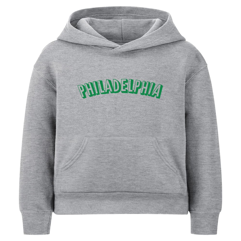 Daxton Youth Unisex Pullover Cities State Hoodie Mid-Weight Fleece Sweater - Philadelphia Heather Gray Green, XS