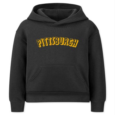Daxton Youth Unisex Pullover Cities State Hoodie Mid-Weight Fleece Sweater - Pittsburgh Black Gold, XS