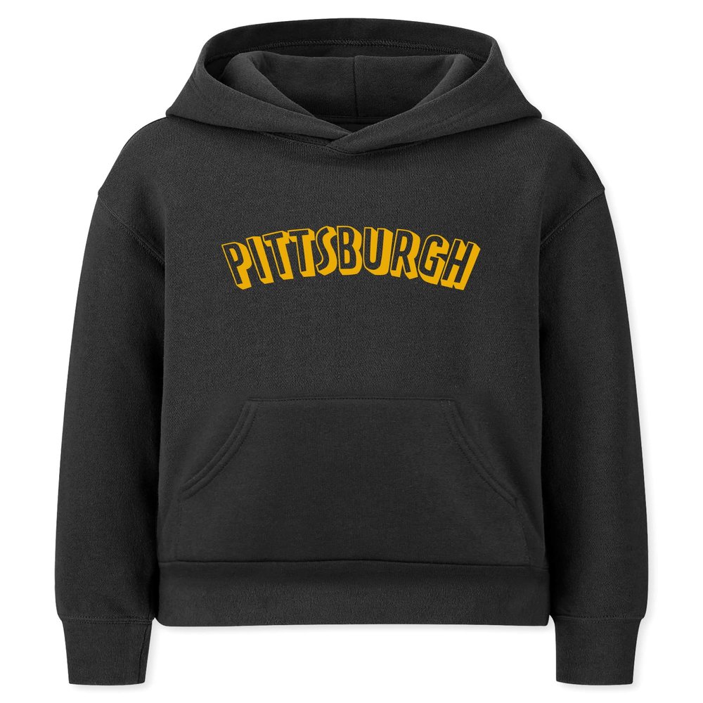 Daxton Youth Unisex Pullover Cities State Hoodie Mid-Weight Fleece Sweater - Pittsburgh Black Gold, XS