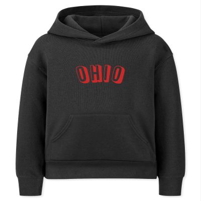 Daxton Youth Unisex Pullover Cities State Hoodie Mid-Weight Fleece Sweater - Ohio Black Red, XL