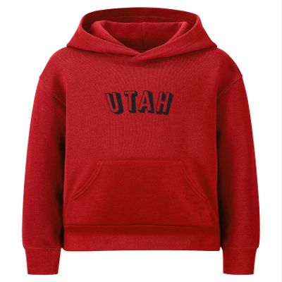 Daxton Youth Unisex Pullover Cities State Hoodie Mid-Weight Fleece Sweater - Utah Red Black, L