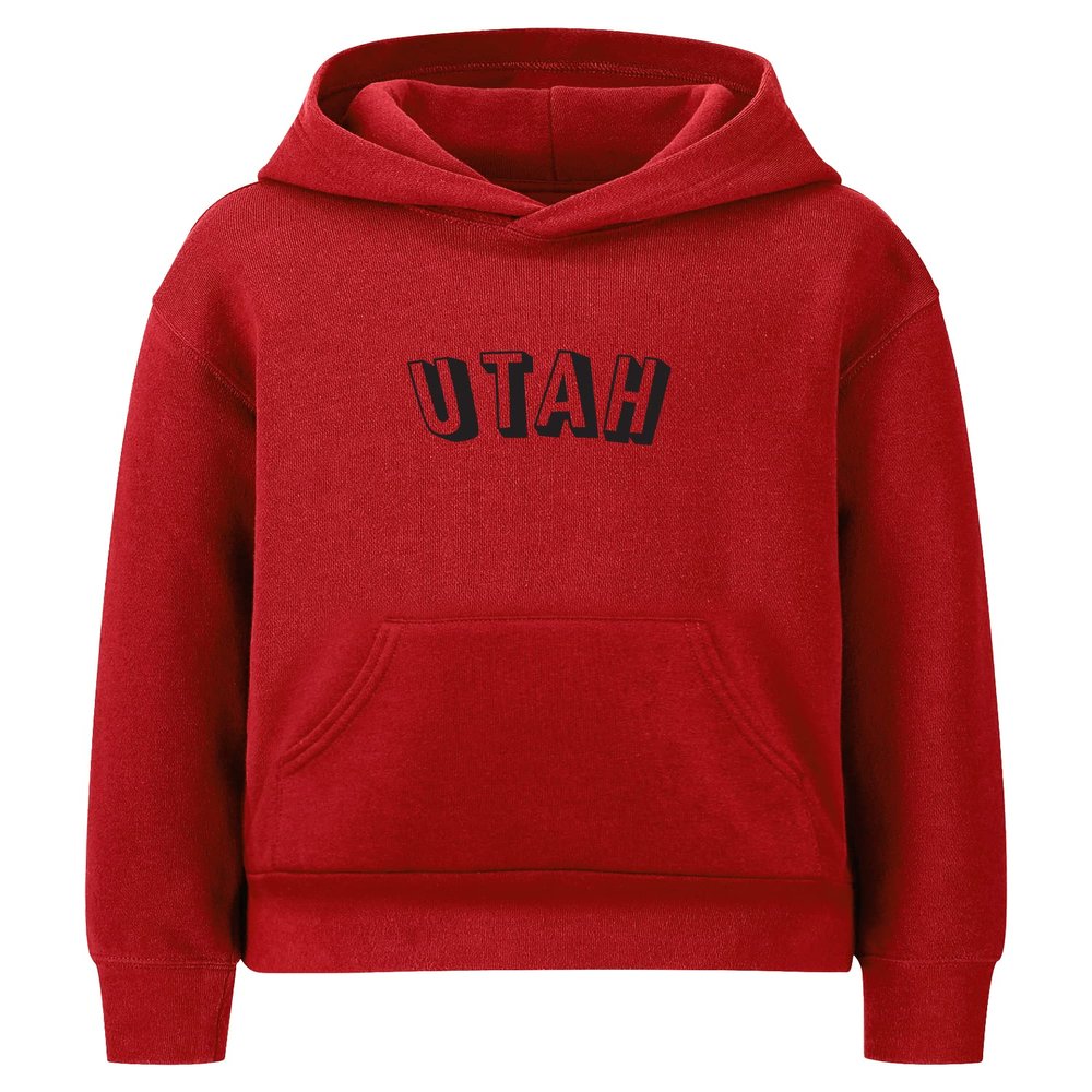 Daxton Youth Unisex Pullover Cities State Hoodie Mid-Weight Fleece Sweater - Utah Red Black, L