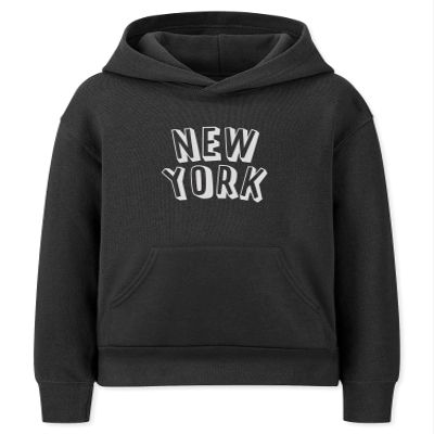 Daxton Youth Unisex Pullover Cities State Hoodie Mid-Weight Fleece Sweater - New York Black White, XL
