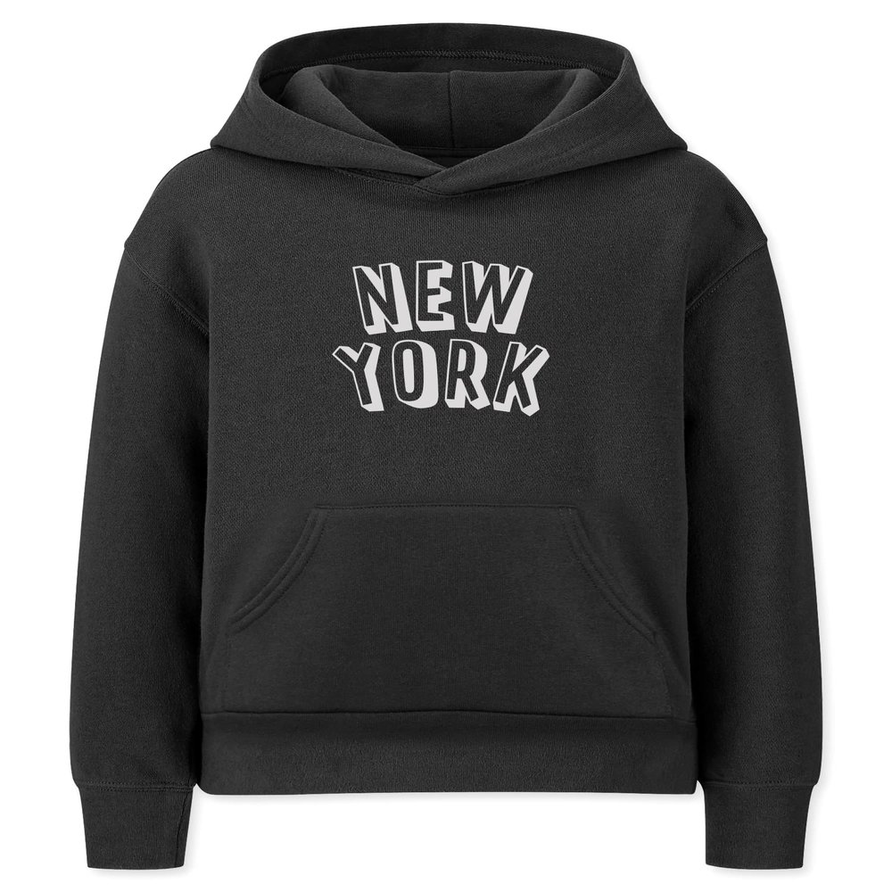 Daxton Youth Unisex Pullover Cities State Hoodie Mid-Weight Fleece Sweater - New York Black White, XL