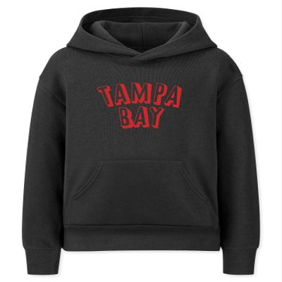 Daxton Youth Unisex Pullover Cities State Hoodie Mid-Weight Fleece Sweater - Tampa Bay Black Red, M