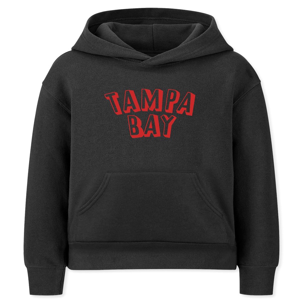 Daxton Youth Unisex Pullover Cities State Hoodie Mid-Weight Fleece Sweater - Tampa Bay Black Red, M