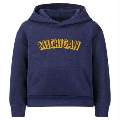 Daxton Youth Unisex Pullover Cities State Hoodie Mid-Weight Fleece Sweater - Michigan Navy Gold, S