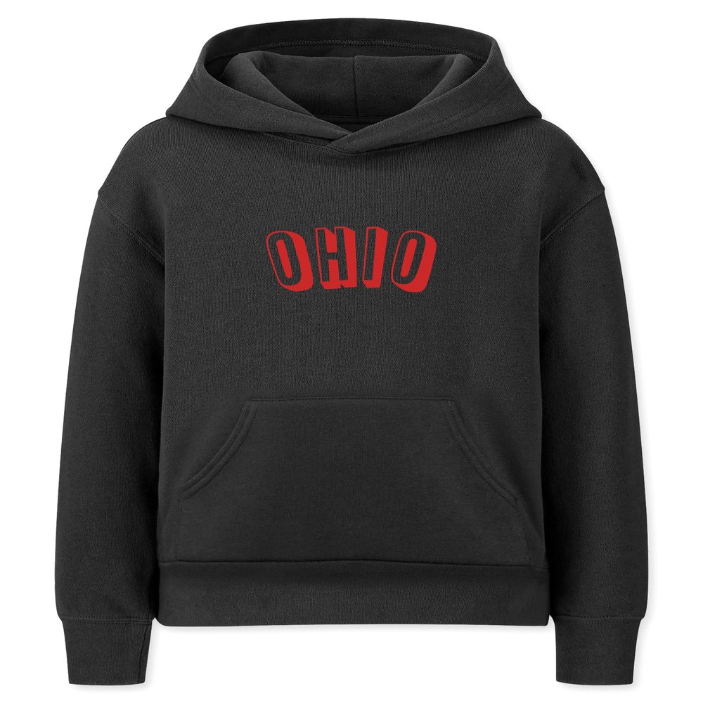 Daxton Youth Unisex Pullover Cities State Hoodie Mid-Weight Fleece Sweater - Ohio Black Red, S