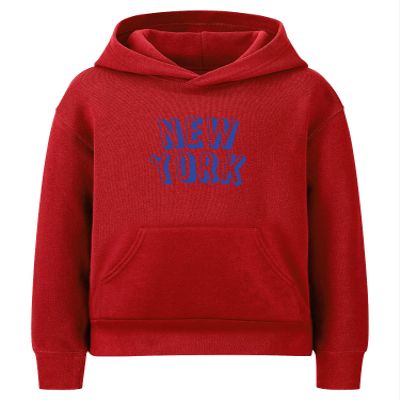 Daxton Youth Unisex Pullover Cities State Hoodie Mid-Weight Fleece Sweater - New York Red Royal, L