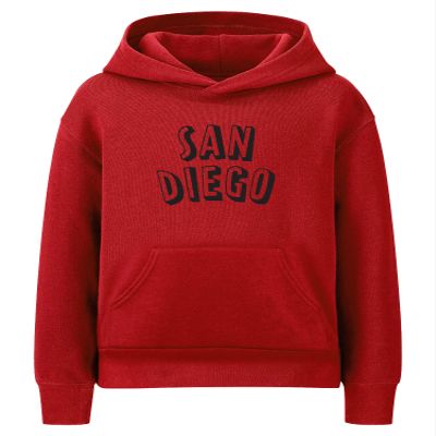 Daxton Youth Unisex Pullover Cities State Hoodie Mid-Weight Fleece Sweater - San Diego Red Black, XS