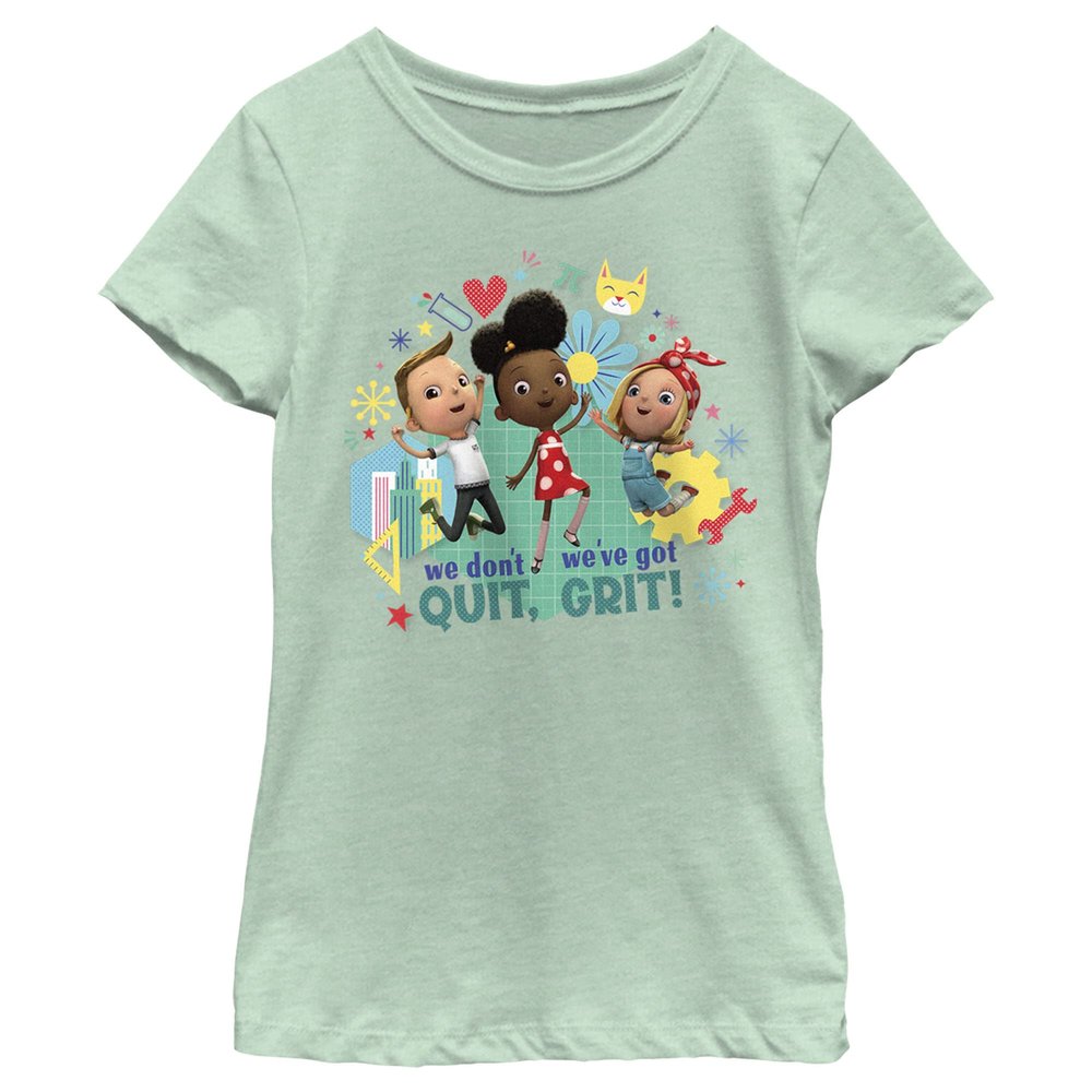 Fifth Sun Ada Twist, Scientist Grit Girls Short Sleeve Tee Shirt, Mint, X-Large
