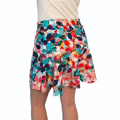 Autumn Leaves Print Flutter Style Golf/Tennis Skort/Skirt - Made in USA (Small (2-6)) Rainbow