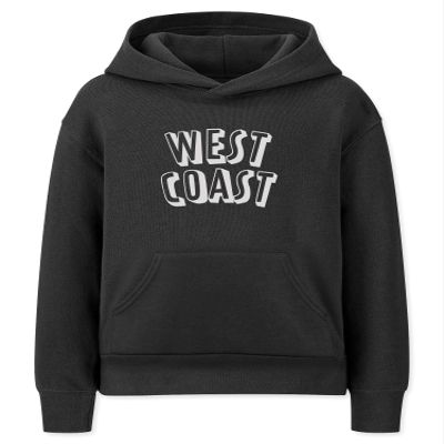 Daxton Youth Unisex Pullover Cities State Hoodie Mid-Weight Fleece Sweater - West Coast Black White, L