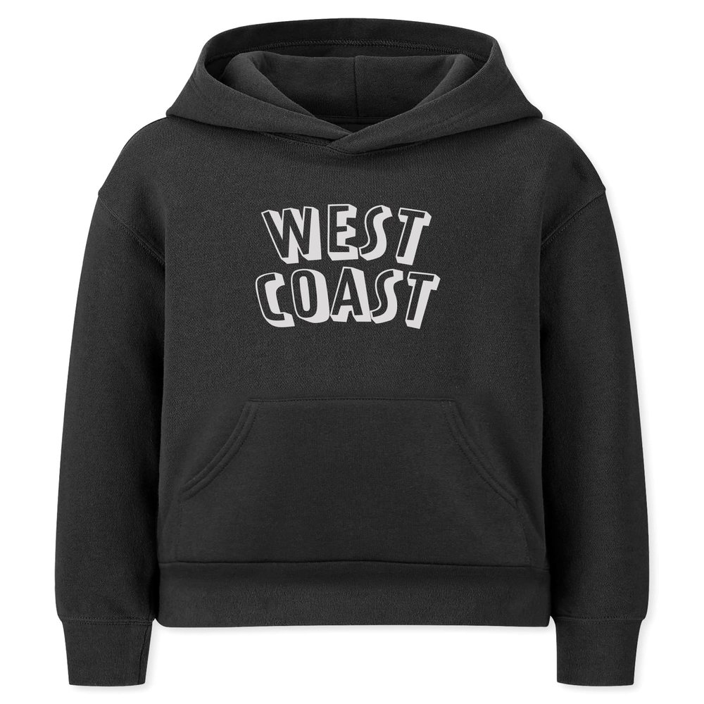 Daxton Youth Unisex Pullover Cities State Hoodie Mid-Weight Fleece Sweater - West Coast Black White, L