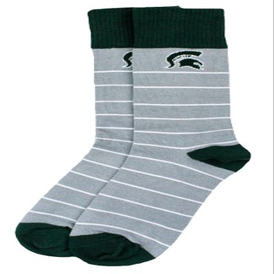 DB Fan Gear Michigan State Spartans White Stripe Dress Socks