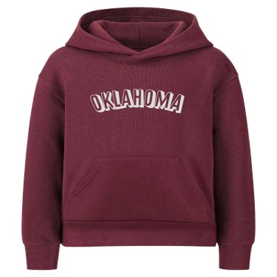 Daxton Youth Unisex Pullover Cities State Hoodie Mid-Weight Fleece Sweater - Oklahoma Burgundy White, S