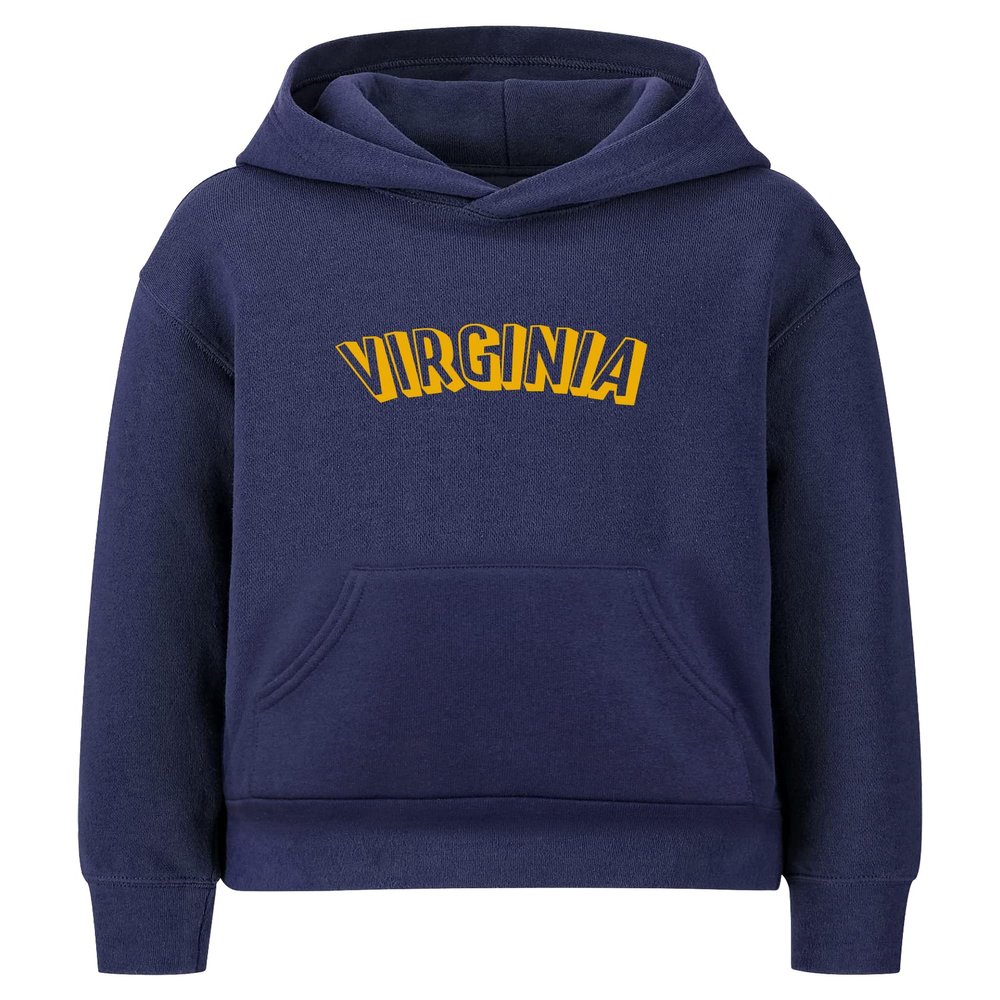 Daxton Youth Unisex Pullover Cities State Hoodie Mid-Weight Fleece Sweater - Virginia Navy Gold, S