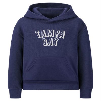 Daxton Youth Unisex Pullover Cities State Hoodie Mid-Weight Fleece Sweater - Tampa Bay Navy White, XS