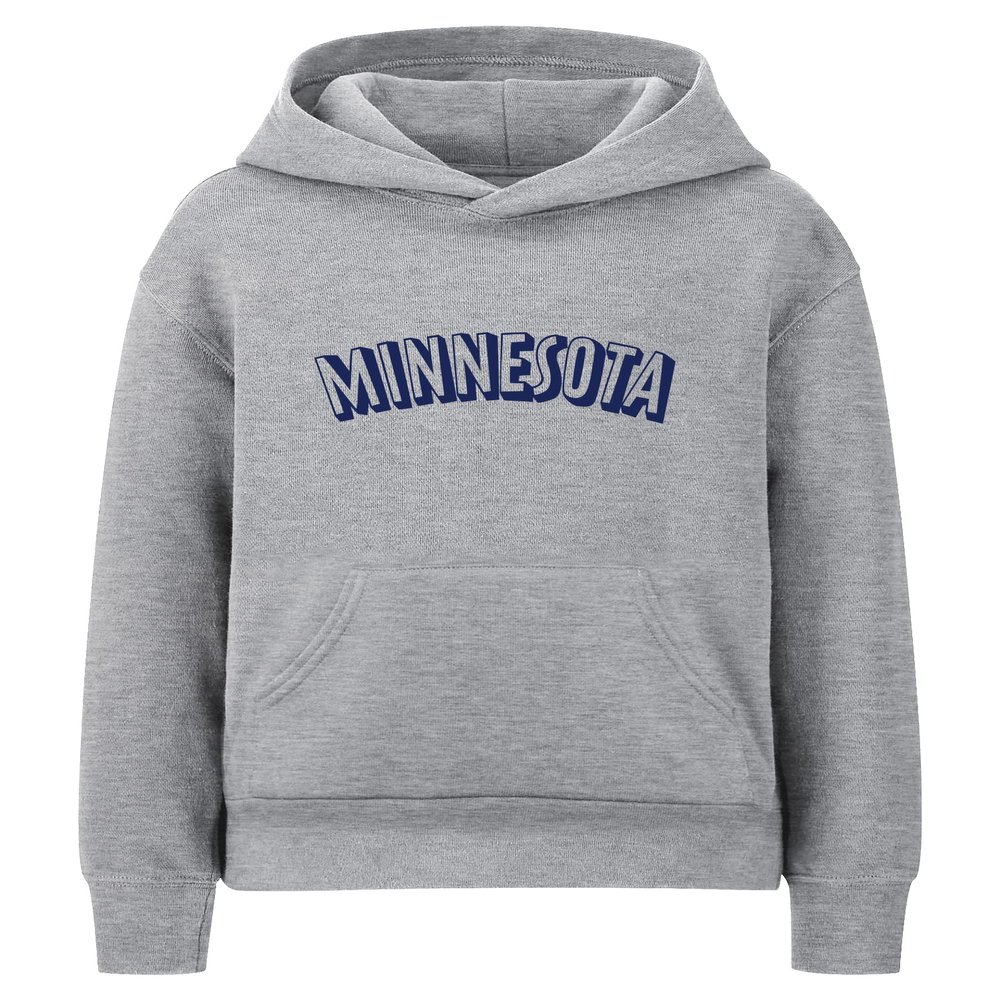 Daxton Youth Unisex Pullover Cities State Hoodie Mid-Weight Fleece Sweater - Minnesota Heather Gray Navy,